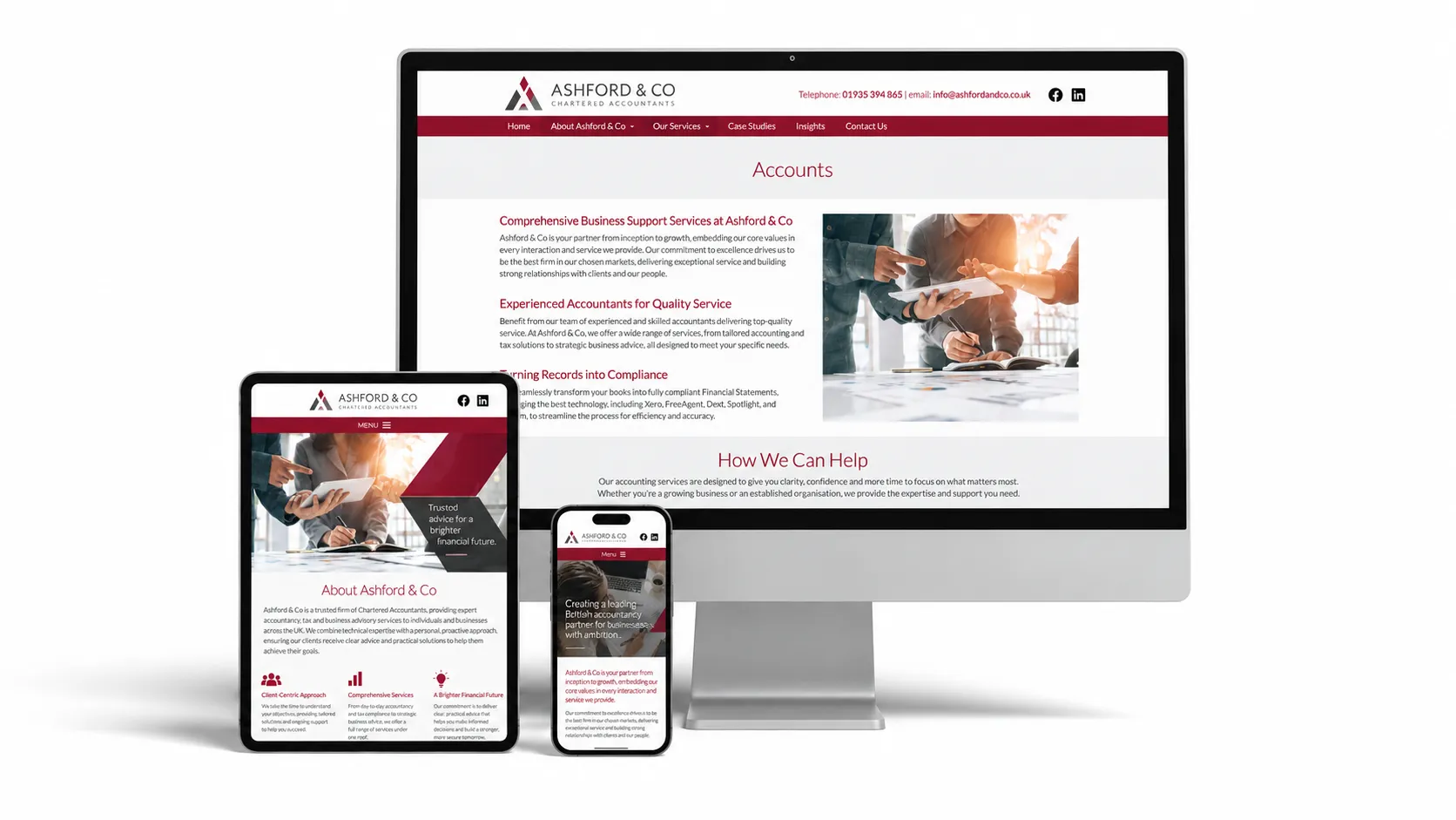 Desktop homepage of the Ashford & Co website