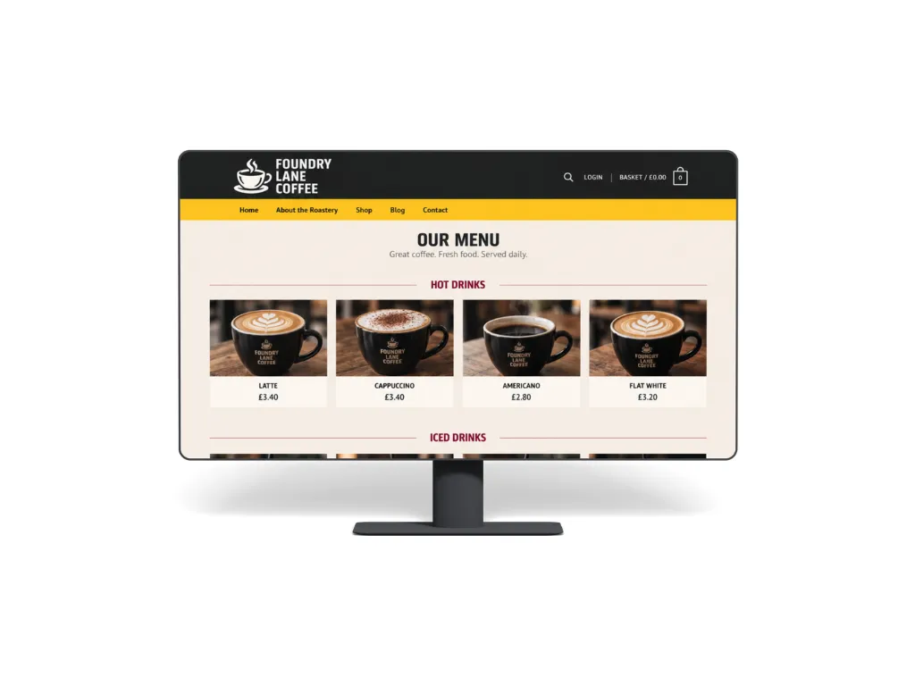 Homepage footer of the Foundry Lane Coffee website