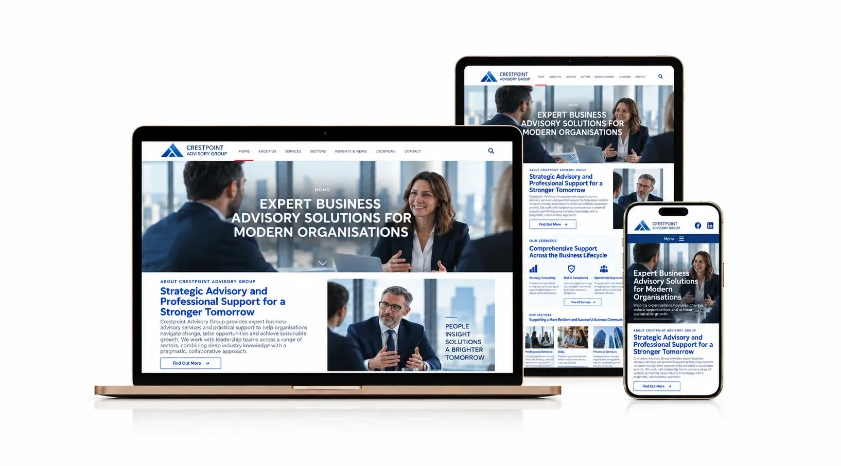 Desktop homepage of the Crestpoint Advisory Group website